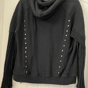 Free People Black Studded Hooded Sweater Ring My Bell
